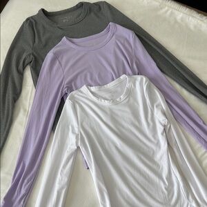 Stella Cruz Girls 3-Pack Ribbed Long Sleeve Tops - Lavender, White, Grey L
